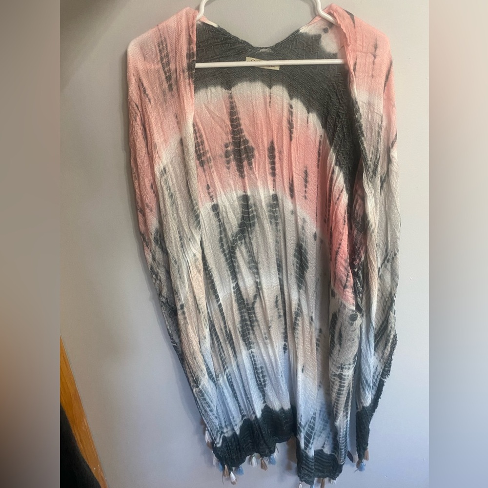 Pink and blue tassel Shawl
